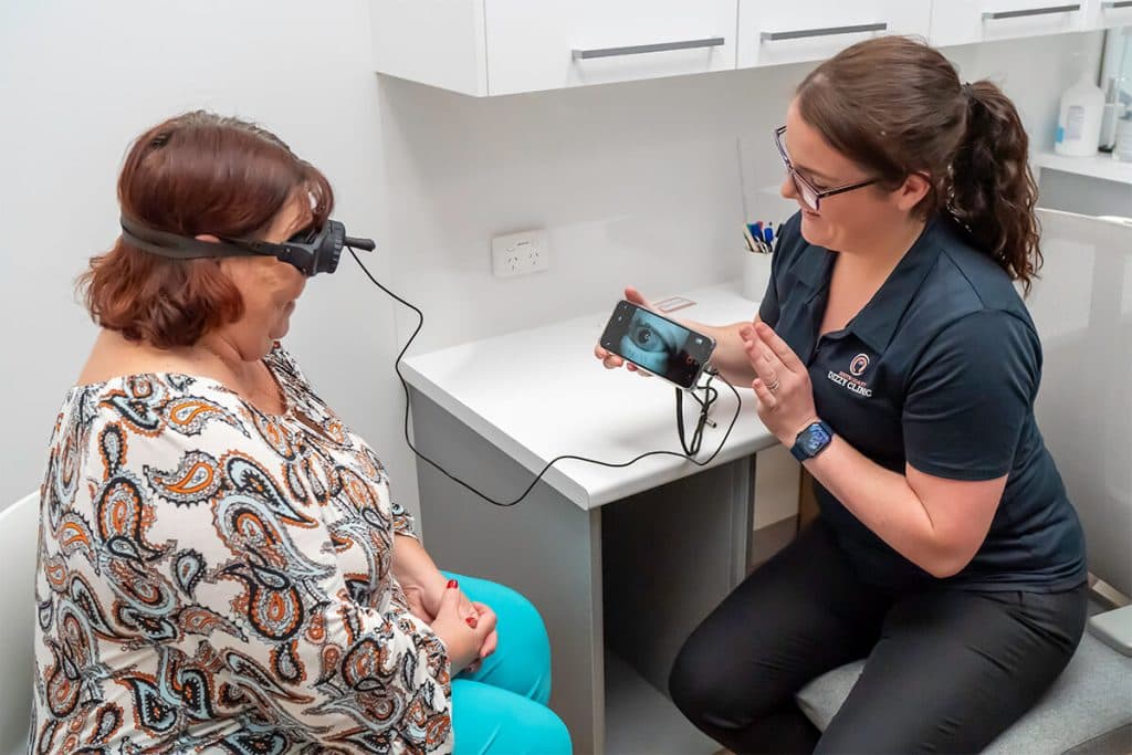 A Dizzy Clinics physiotherapist assessing a patient